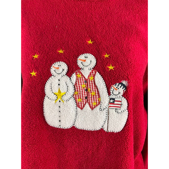 Women’s C.D. Sports Holiday Christmas Pullover Fleece Sweater Size Small Red EUC - Picture 3 of 3